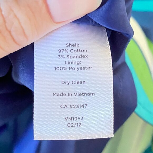 TALBOTS Dress Striped Sleeveless Size 6P - Blue - Green - White - Picture 6 of 8